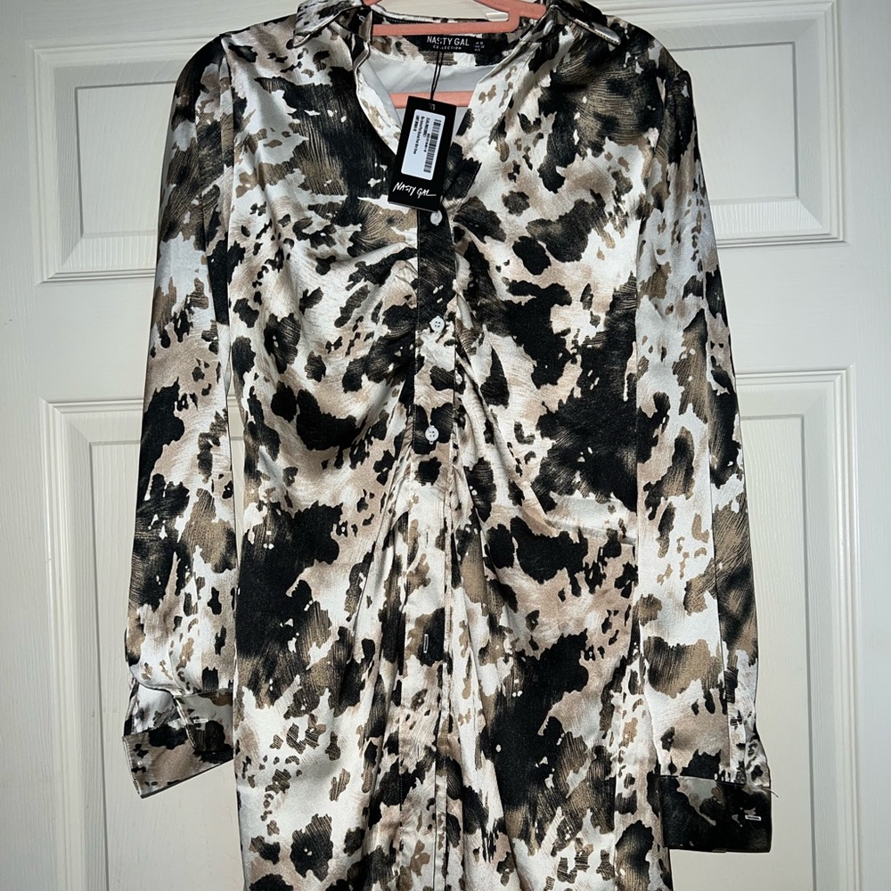 NWT Nasty Gal Animal Print Mini Shirtdress